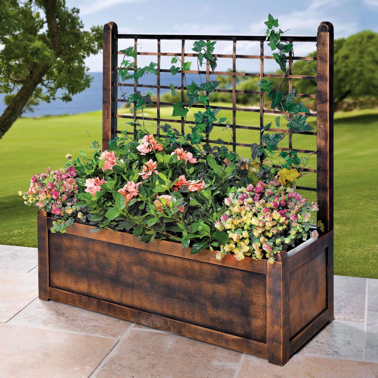 Flower Box With Trellis Garden Brylanehome Planter box with