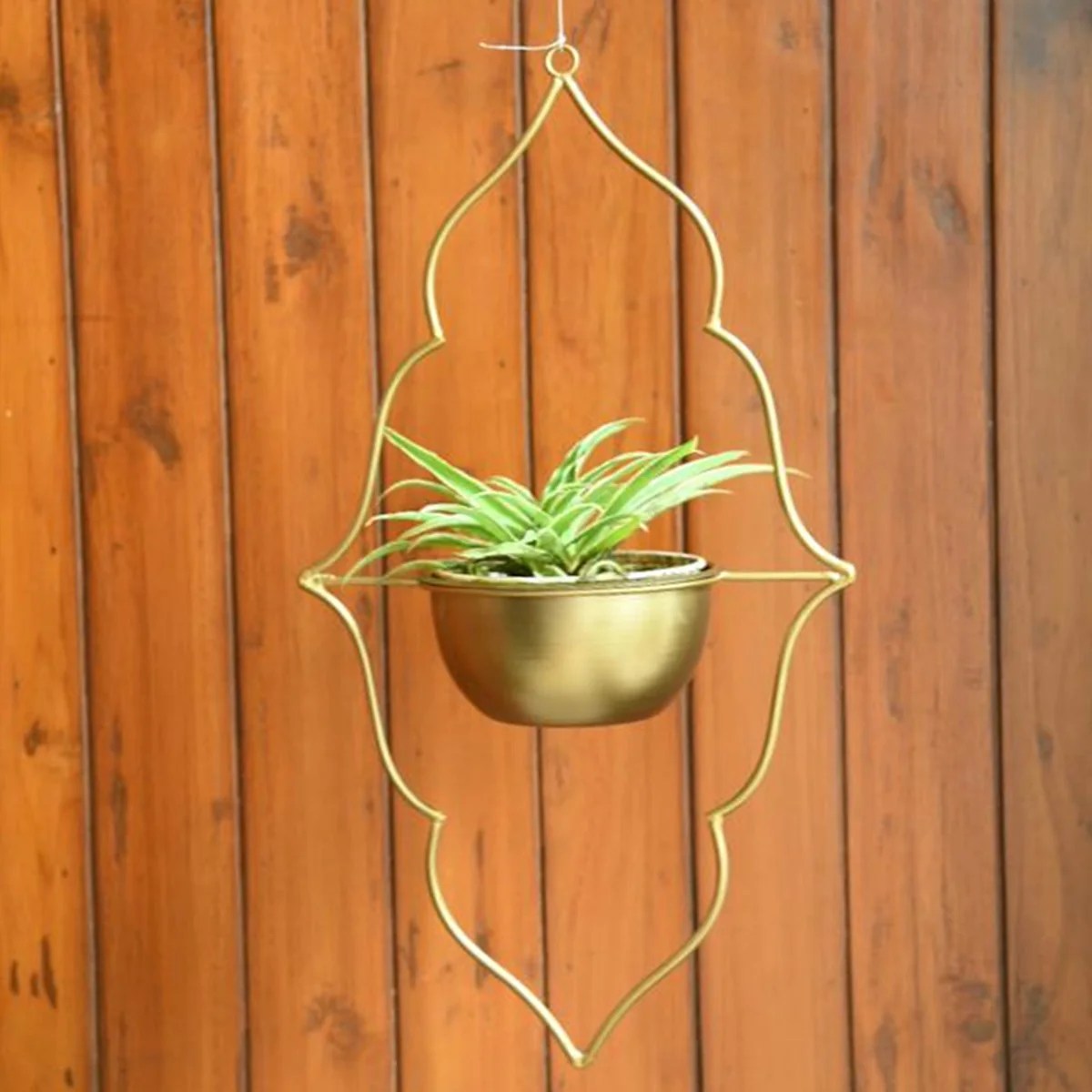 Moroccan Hanging Metal Planter in Gold Finish