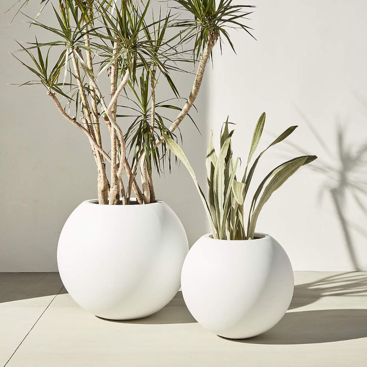 Sphere Large White Indoor/Outdoor Planter + Reviews Crate and Barrel