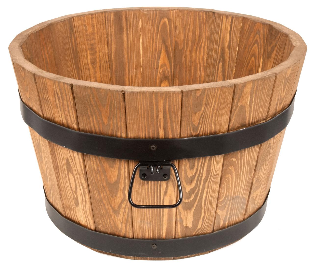 Round Wooden Barrel Planter (H)310mm (Dia)500mm Departments DIY at B&Q