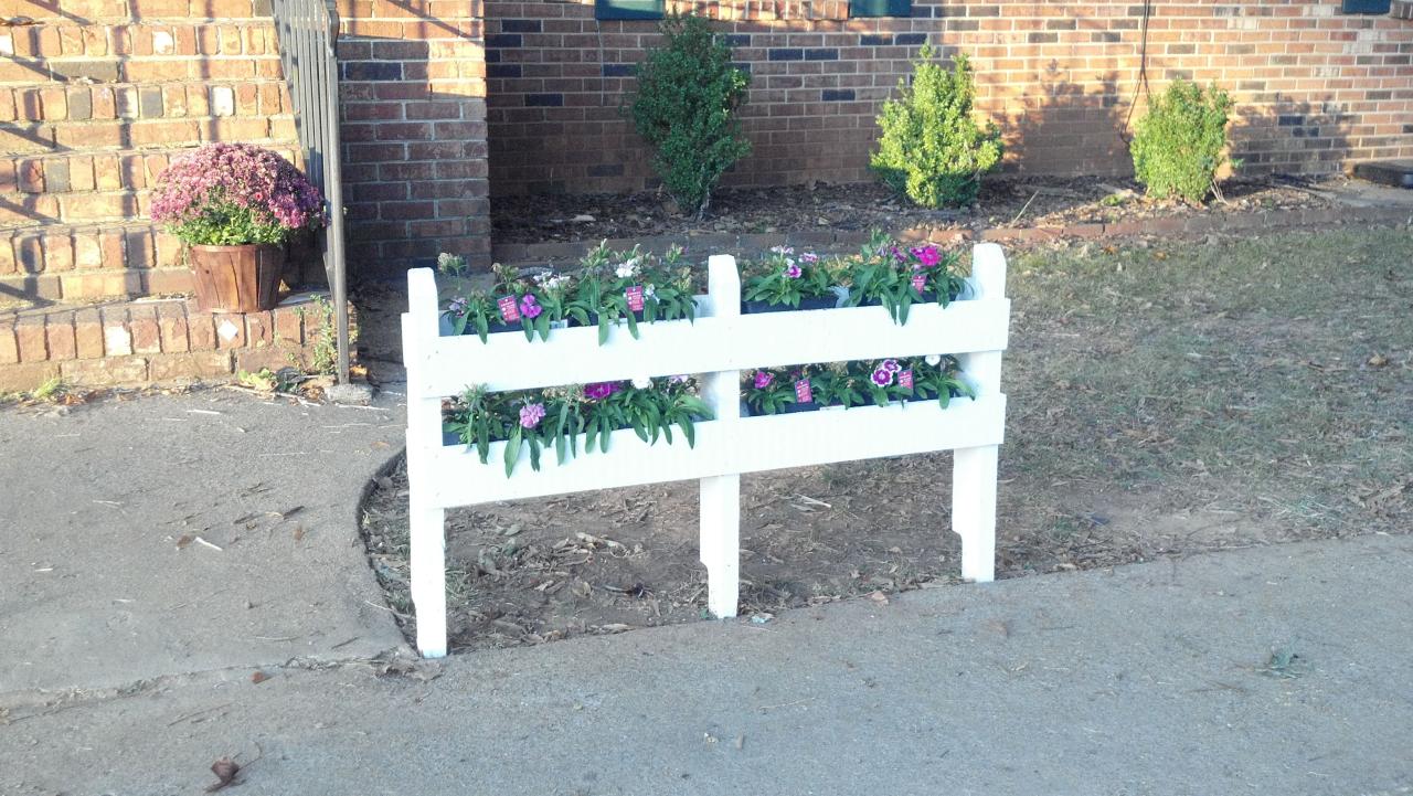 White picket fence planter Fence planters, White picket fence