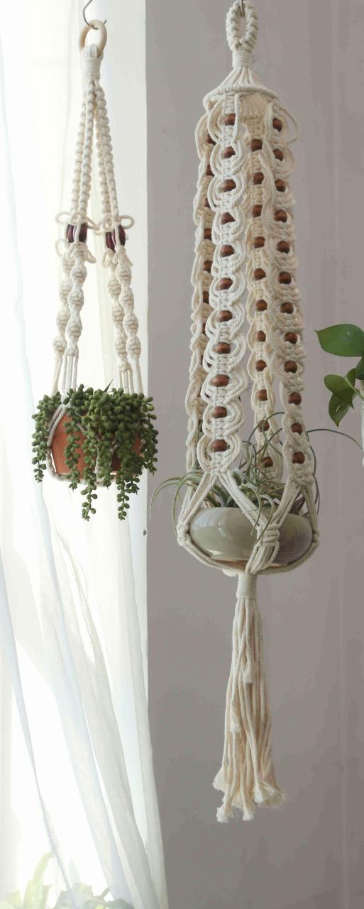 Macrame plant hanger, Hanging planter, Large wall planter indoor, Long
