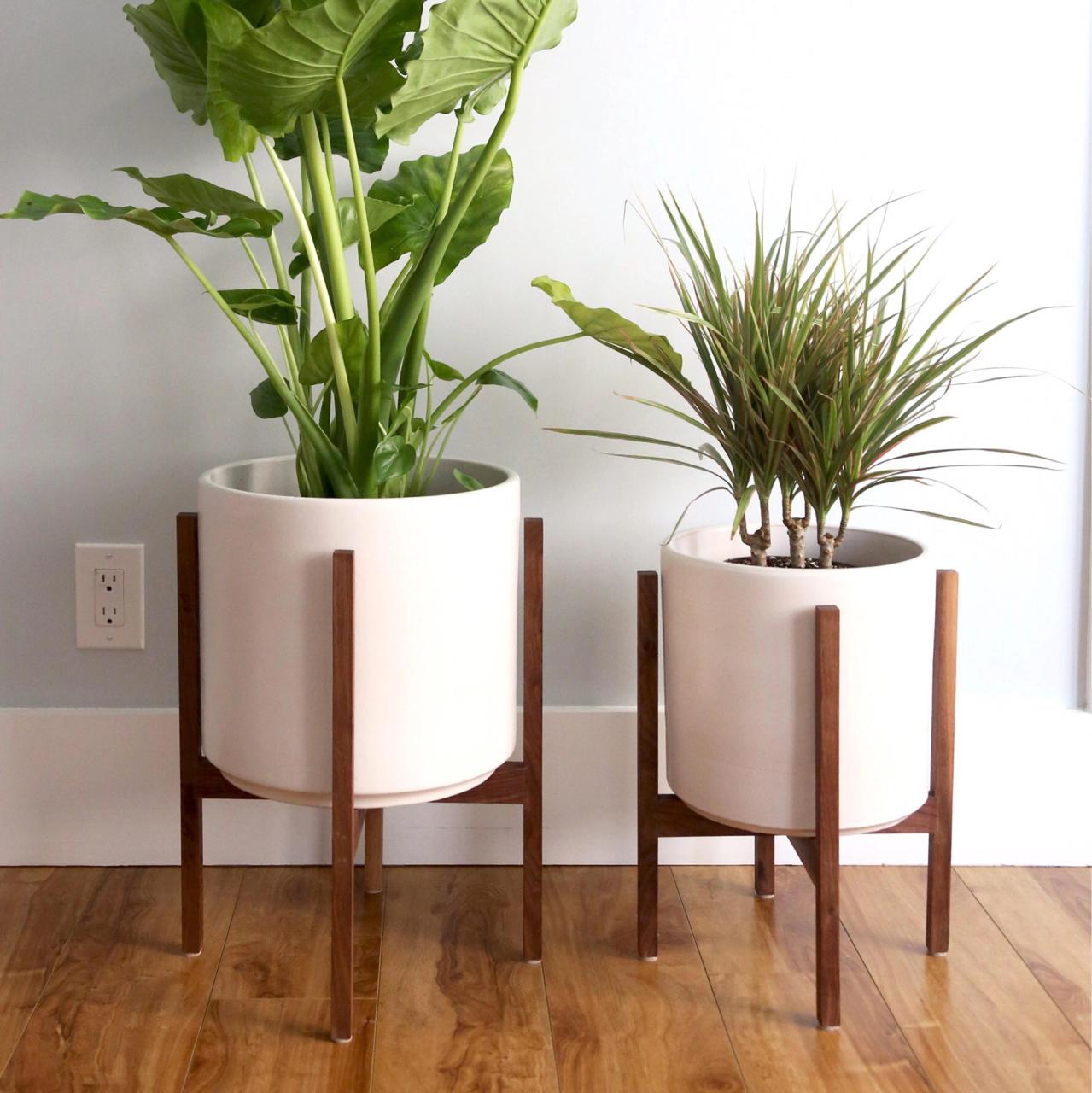 Large Midcentury Modern Planter with Walnut or Oak Wood
