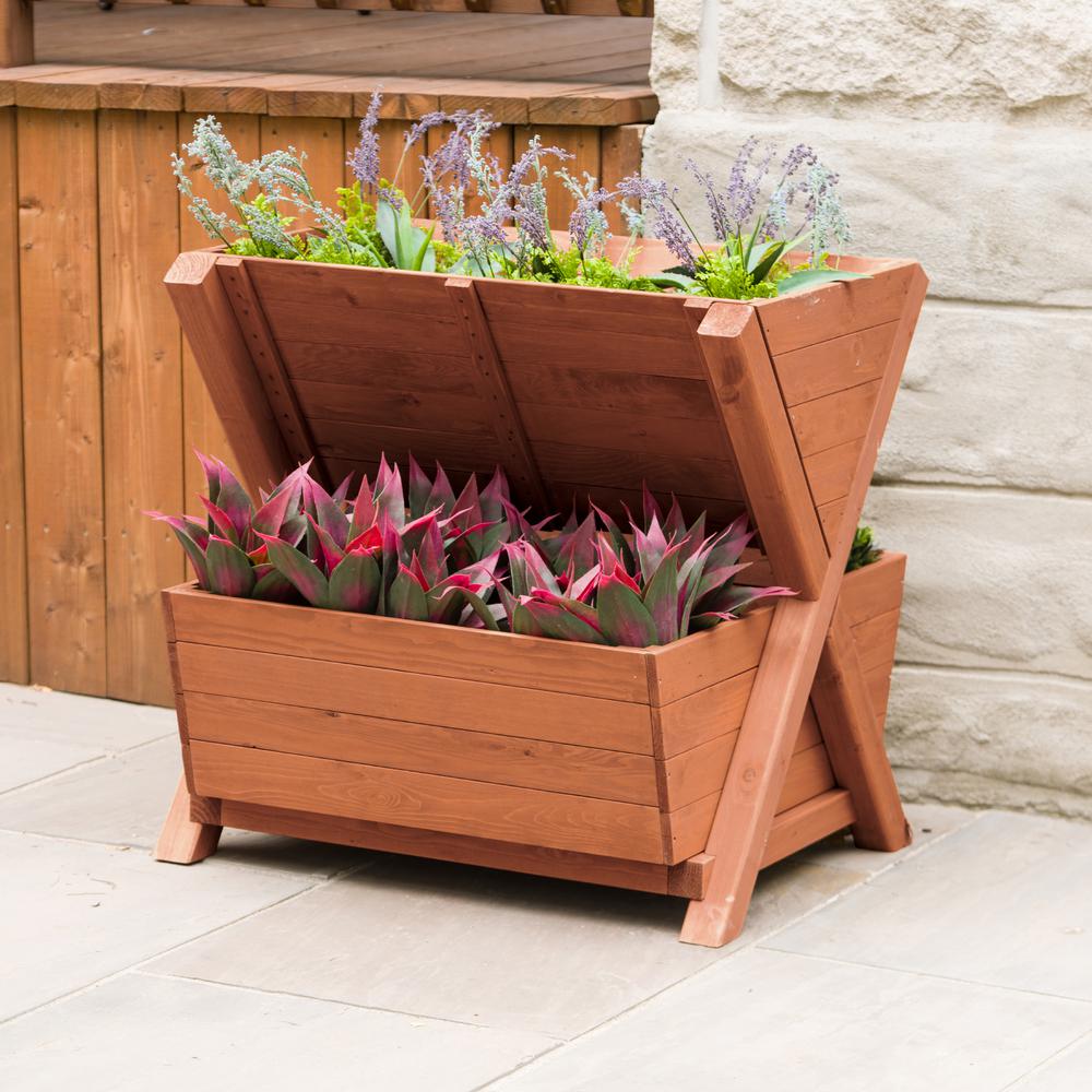 Leisure Season Wooden 2Tier Planter BoxPB3233 The Home Depot