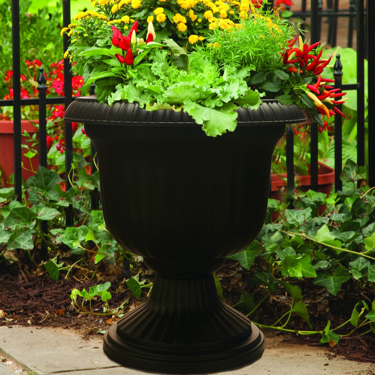 Southern Patio Large 14 In Outdoor Lightweight Resin Utopian Urn
