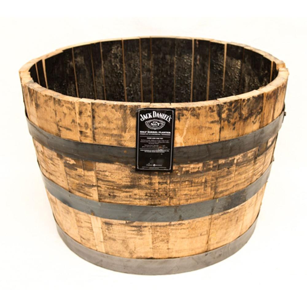 25 in. Dia Oak Whiskey Barrel PlanterB100 The Home Depot