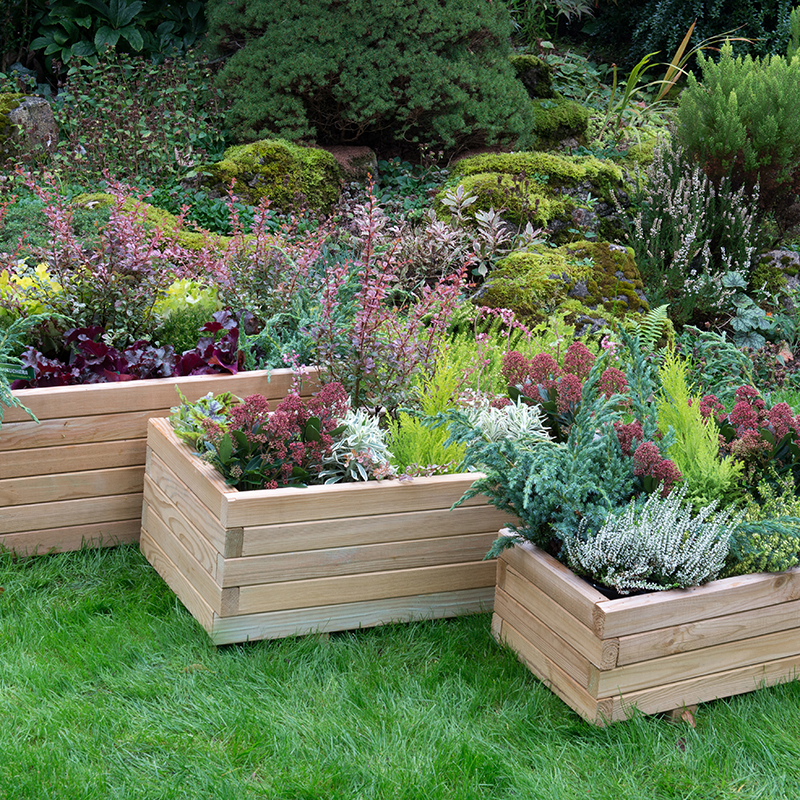 Durham Wooden Rectangular Planter Set of 3 from Mr Fothergill's Seeds